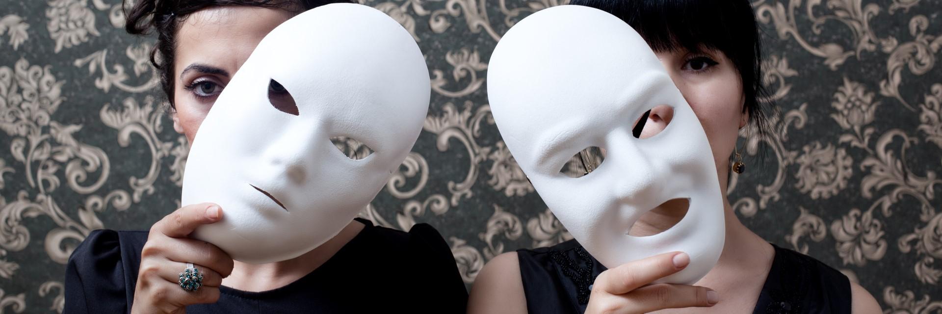 vrouwen, witte maskers, klassiek behang, authenticiteit