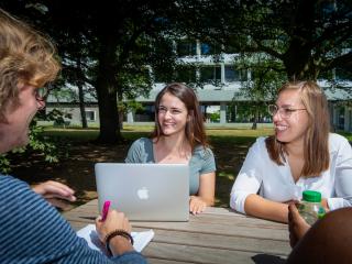 Students working on campus