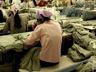 workers at garment factory in Asia
