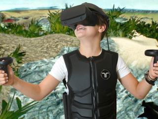 child playing VR game